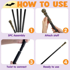 Vintage Gold Halloween Staff Walking Cane