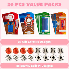 28-Pack Sports Balls with Kids Valentine's Cards