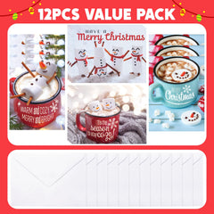 12 Pack Christmas Greeting Cards with Envelopes