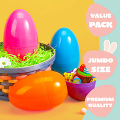 18 Large Easter Eggs, 6-Inch Jumbo Plastic Fillable Eggs