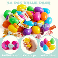 24 Pack Easter Candy-Filled Plastic Eggs