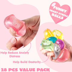 28 Valentine's Day Cards with Ice Cube Shaped Malt Sugar Squeeze Balls