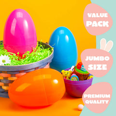 24 Large Plastic Easter Eggs, 6-Inch Colorful Jumbo Fillable Eggs