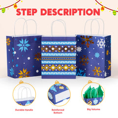 24 Pack Christmas Kraft Gift Bags