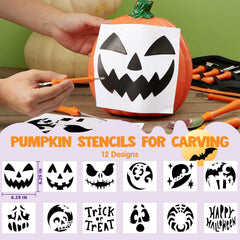 12 Pcs Halloween Pumpkin Carving Kit, Professional Carving Set with Handbag