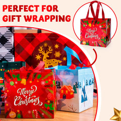 20 PCS Christmas Reusable Gift Bags, Assorted Sizes with Handles