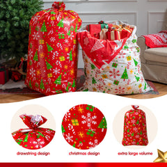 2-Pack Large Red & White Christmas Holiday Plastic Gift Bags