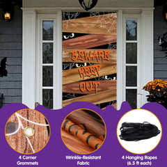 Spider Web Wooden Door Cover for Halloween