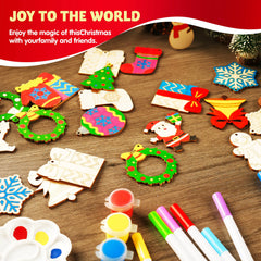 60-Piece Christmas Wooden Hanging Ornaments Craft Kit