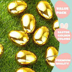 36 Gold Metallic Plastic Easter Eggs (2.3"), Fillable for Easter Egg Hunt
