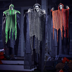 3 Pcs Halloween Hanging Grim Reapers - One 67in & Two 47in