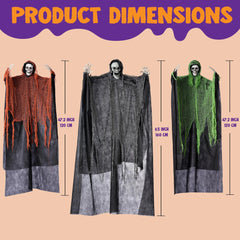 3 Pcs Halloween Hanging Grim Reapers - One 67in & Two 47in