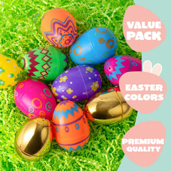 44-Piece 3.15-Inch Printed Easter Eggs Set with 8 Golden Eggs for Egg Hunt