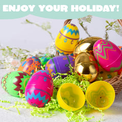 44-Piece 3.15-Inch Printed Easter Eggs Set with 8 Golden Eggs for Egg Hunt