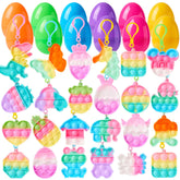 46 Pre-Filled Colorful Easter Eggs with Pop Keychains and 23 Pop Fillers for Egg Hunt