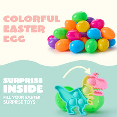 46 Pre-Filled Colorful Easter Eggs with Pop Keychains and 23 Pop Fillers for Egg Hunt