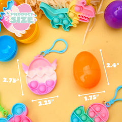 46 Pre-Filled Colorful Easter Eggs with Pop Keychains and 23 Pop Fillers for Egg Hunt