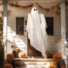 47-Inch Halloween Hanging Ghost with Spooky White LED Lights