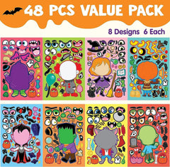 JOYIN 48-Pack Halloween Make-a-Face Sticker Sheets with 8 Vampire Styles