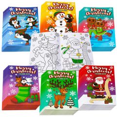 48-Pack Christmas Coloring Books for Kids, 6 Assorted Designs