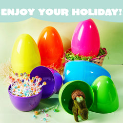 48 Giant Plastic Easter Eggs - Bright Fillable Eggs for Easter Egg Hunt & Basket Stuffers
