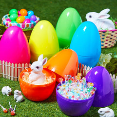 48 Giant Plastic Easter Eggs - Bright Fillable Eggs for Easter Egg Hunt & Basket Stuffers