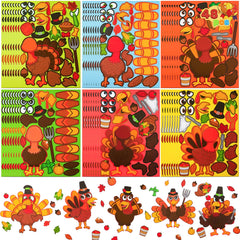 48-Piece Thanksgiving Make-A-Face Sticker Craft Kit