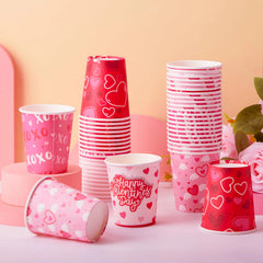 48-Pack Valentine's Day Disposable Cups - 9 oz Paper Cocoa Cups for Party Supplies