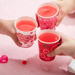 48-Pack Valentine's Day Disposable Cups - 9 oz Paper Cocoa Cups for Party Supplies