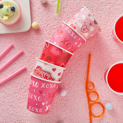 48-Pack Valentine's Day Disposable Cups - 9 oz Paper Cocoa Cups for Party Supplies