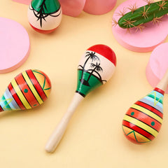 4 Pack Cinco de Mayo Wooden Maracas for Kids