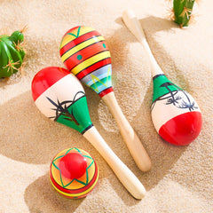 4 Pack Cinco de Mayo Wooden Maracas for Kids