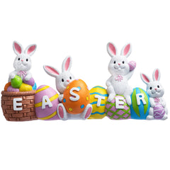 4-Piece Easter Bunny & Egg Resin Tabletop Decor for Home & Office