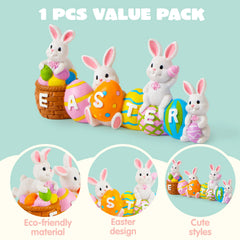 4-Piece Easter Bunny & Egg Resin Tabletop Decor for Home & Office