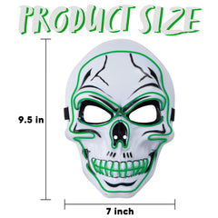 Green Halloween LED Skull Mask with Light-Up Gloves