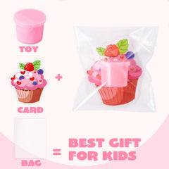 30-Piece Valentine's Day Multicolored Butter Slime Set with Rubber Slices and Dessert Cards