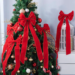 9-Piece Large Red Velvet Christmas Bows