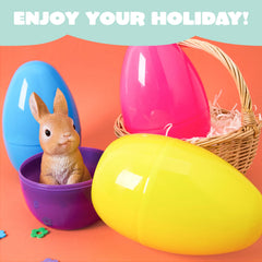 6-Pack 8-Inch Jumbo Plastic Easter Egg Shells, Fillable for Easter Egg Hunt