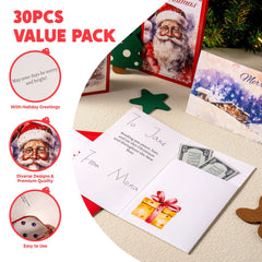 30 Christmas Classic Money Cards with Envelopes