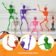 5 Pack Posable Halloween Skeleton Decorations, 16 Inches Each