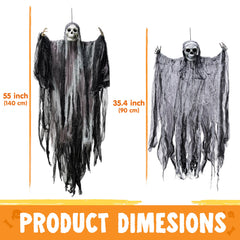 2 Pack Halloween Grim Reaper Hanging Decorations for Outdoor