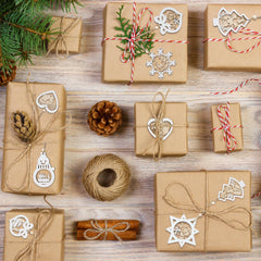 24 Pcs Christmas Wooden Carved Hanging Ornaments for Holiday Decor