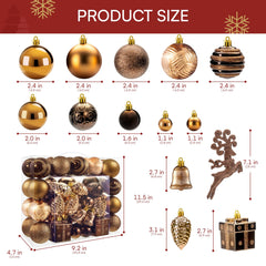 66-Piece Brown Christmas Ball Ornament Set