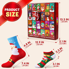 24 Days Christmas Advent Calendar with Warm Cotton Socks for Adults