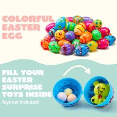 50 Pack 3.15 Inch Fillable Plastic Easter Eggs, Assorted Colors Empty Eggs for Easter Egg Hunt