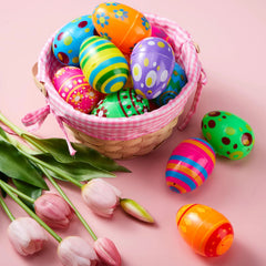50 Pack 3.15 Inch Fillable Plastic Easter Eggs, Assorted Colors Empty Eggs for Easter Egg Hunt