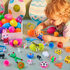 50 Prefilled Easter Eggs with Toys for Hunt, Basket Stuffers & Party Favors