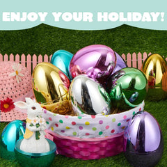 12 Large Metallic Easter Eggs, 6-Inch Colorful Jumbo Fillable Eggs