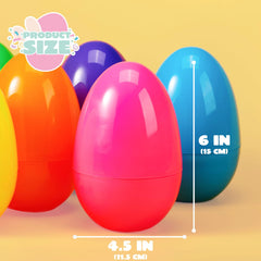 18 Large Easter Eggs, 6-Inch Jumbo Plastic Fillable Eggs