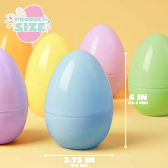 6 Large Pastel Easter Eggs - 6 Inch Jumbo Plastic Fillable Eggs for Easter Hunt